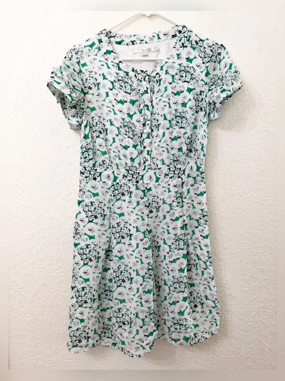 Boden Green, Navy Blue, White Floral Dress Size 6P